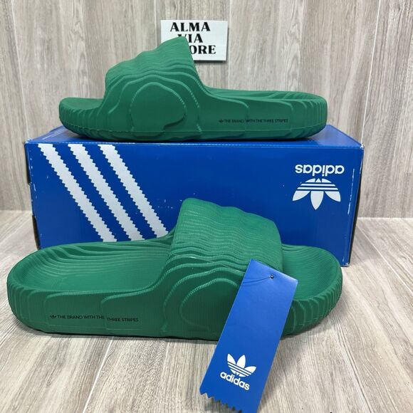 Adidas Adilette 22 Unisex Slip-On Slides Sandals Bold Green IF3661 Men’s Sz 11 - Picture 2 of 6